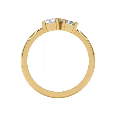 Toi et Moi Round and Emerald Lab Ring (1.00 cttw)