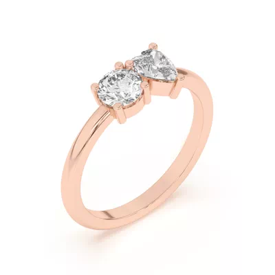 Toi et Moi Round and Heart Lab Ring (1.00 cttw)
