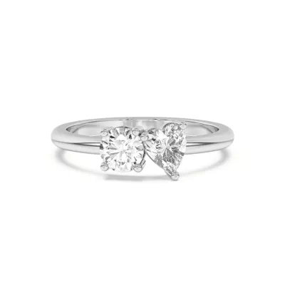Toi et Moi Round and Heart Lab Ring (1.00 cttw)