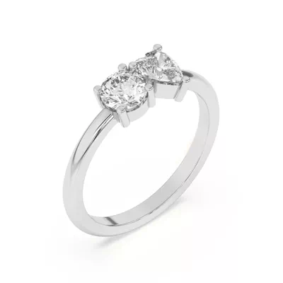 Toi et Moi Round and Heart Lab Ring (1.00 cttw)
