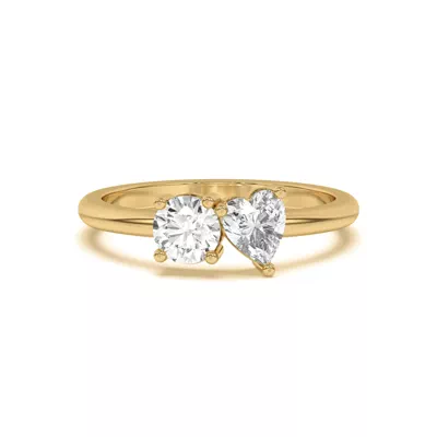 Toi et Moi Round and Heart Lab Ring (1.00 cttw)