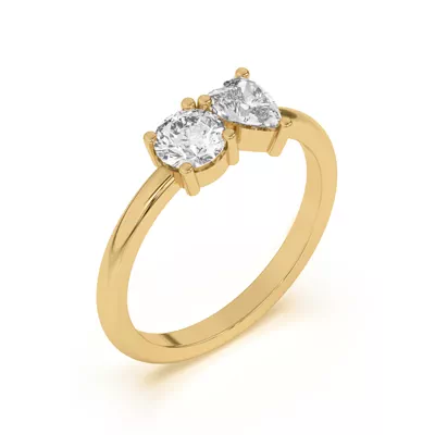 Toi et Moi Round and Heart Lab Ring (1.00 cttw)