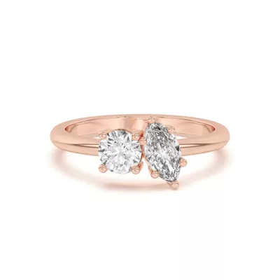 Toi et Moi Round and Marquise Lab Ring (1.00 cttw)