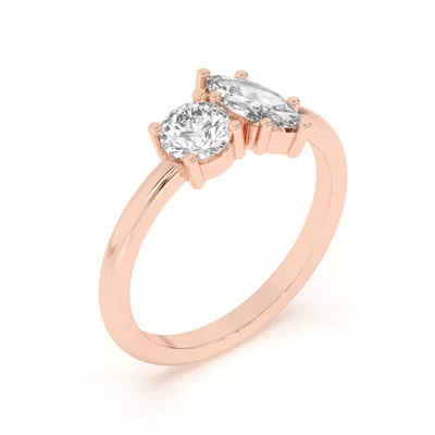 Toi et Moi Round and Marquise Lab Ring (1.00 cttw)