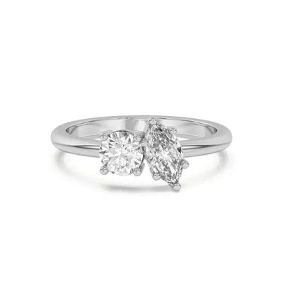 Toi et Moi Round and Marquise Lab Ring (1.00 cttw)
