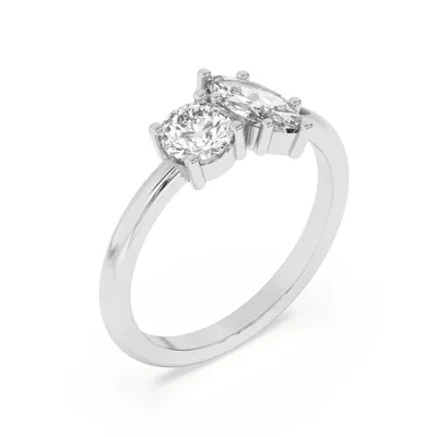 Toi et Moi Round and Marquise Lab Ring (1.00 cttw)
