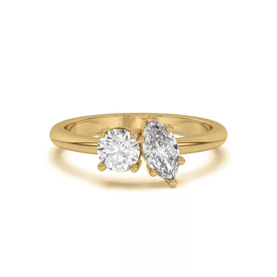 Toi et Moi Round and Marquise Lab Ring (1.00 cttw)