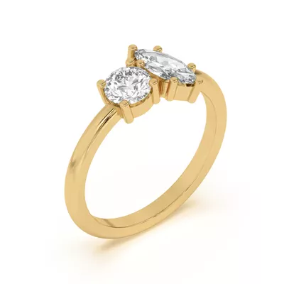 Toi et Moi Round and Marquise Lab Ring (1.00 cttw)