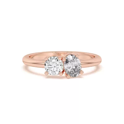 Toi et Moi Round and Oval Lab Ring (1.00 cttw)