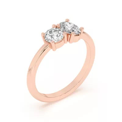 Toi et Moi Round and Oval Lab Ring (1.00 cttw)
