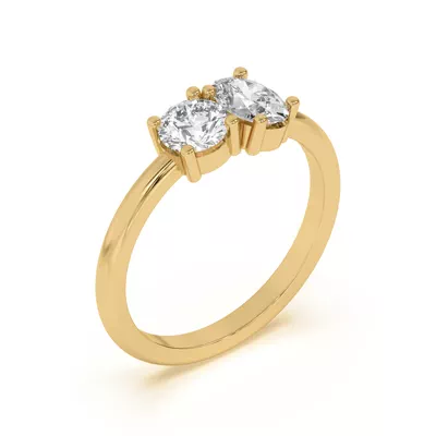 Toi et Moi Round and Oval Lab Ring (1.00 cttw)