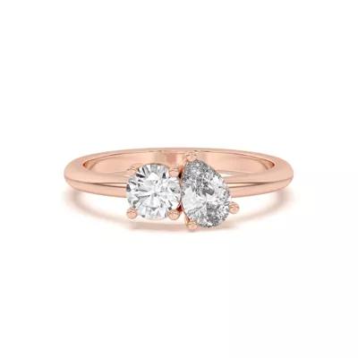 Toi et Moi Round and Pear Lab Ring (1.00 cttw)