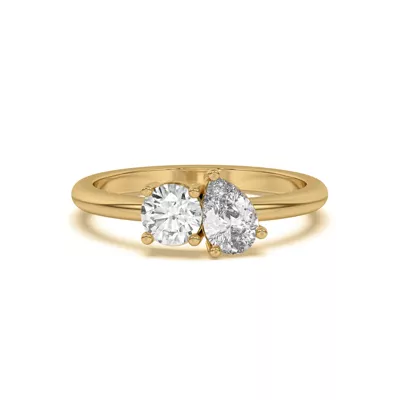 Toi et Moi Round and Pear Lab Ring (1.00 cttw)