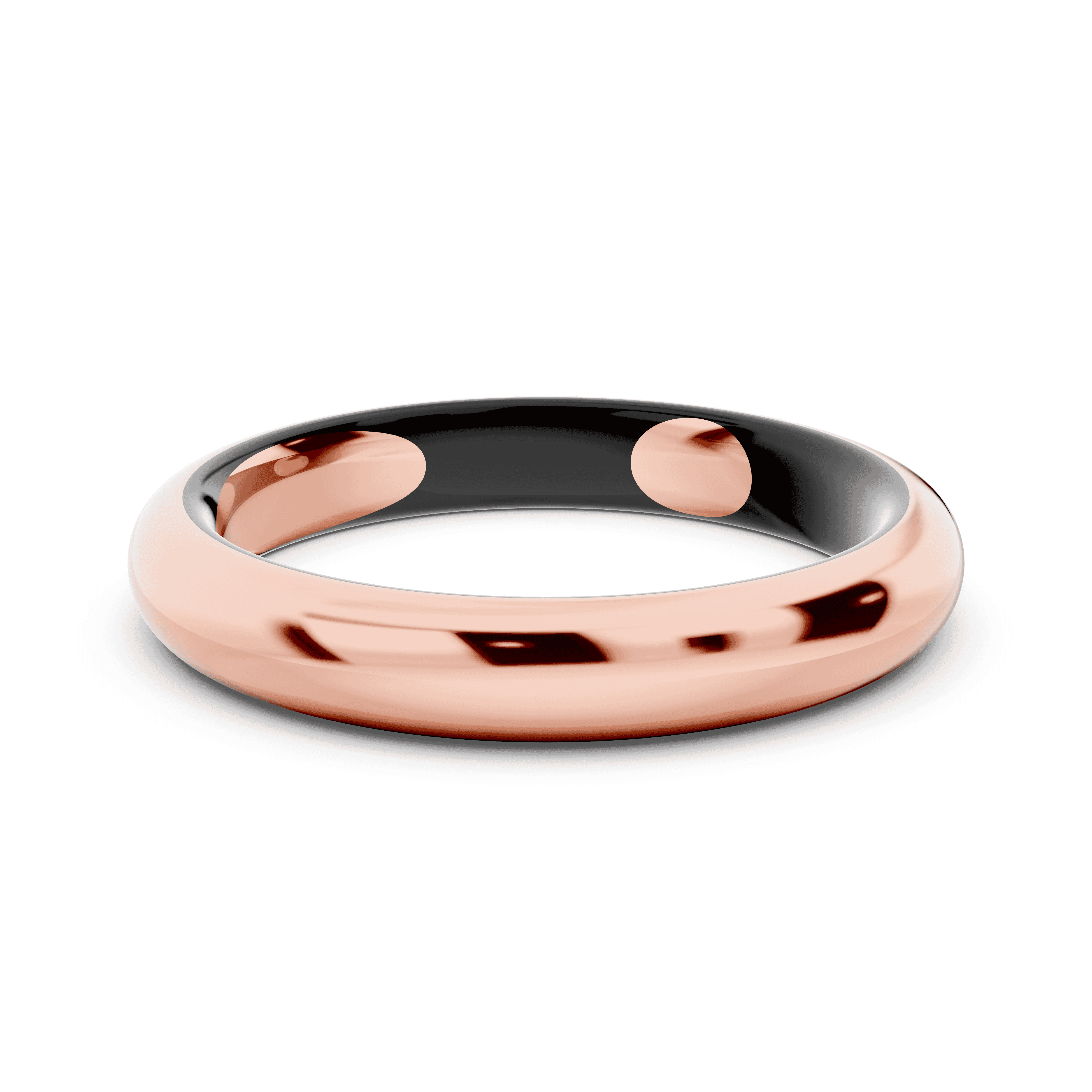 Black Ceramic Interior Comfort-Fit Gold Band (3mm)