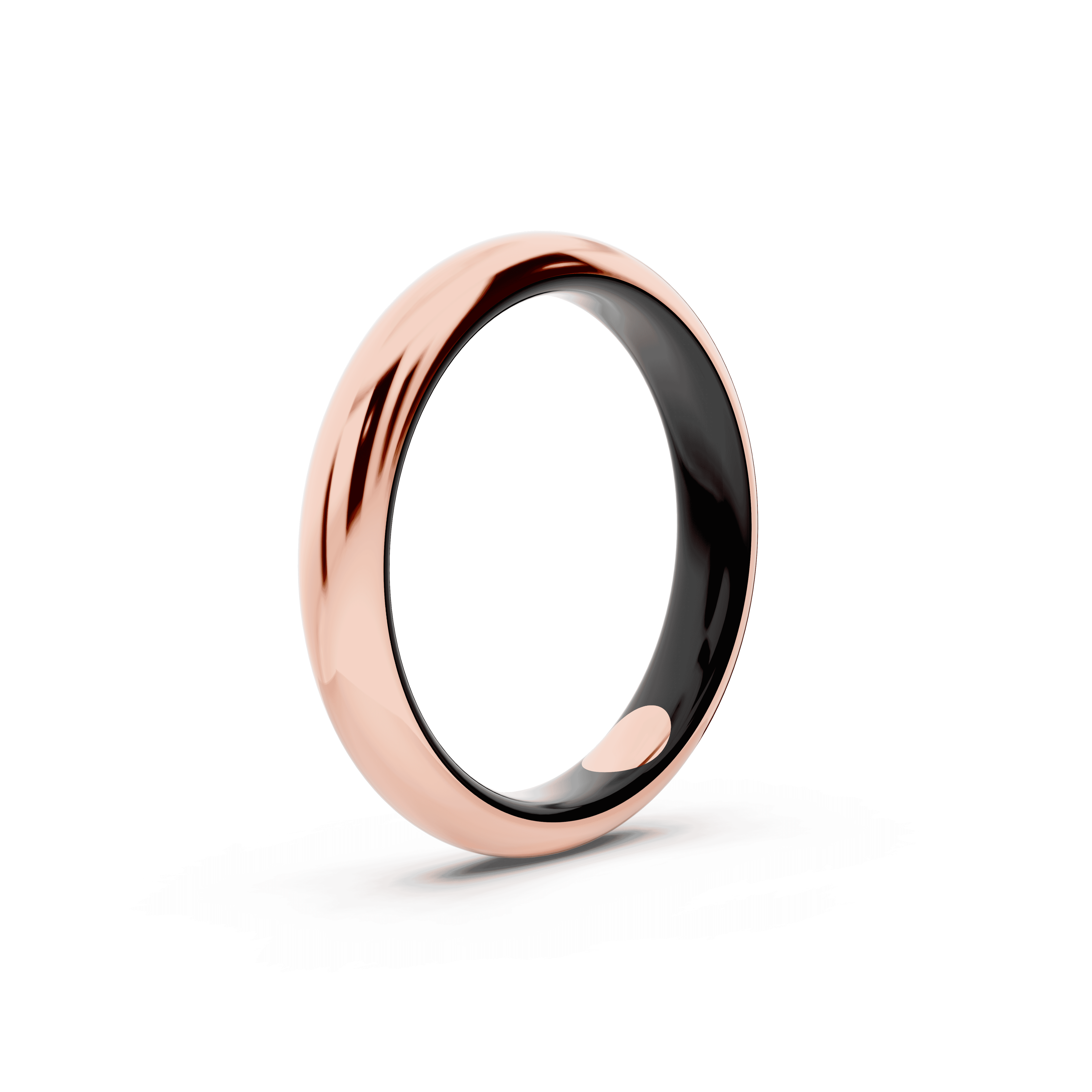 Black Ceramic Interior Comfort-Fit Gold Band (3mm)