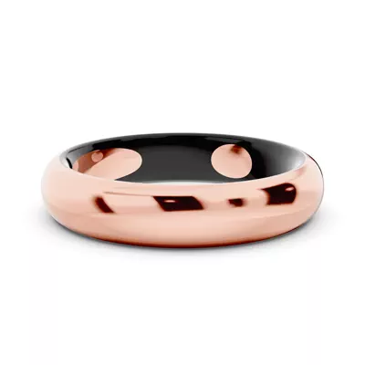 Black Ceramic Interior Comfort-Fit Gold Band (4mm)