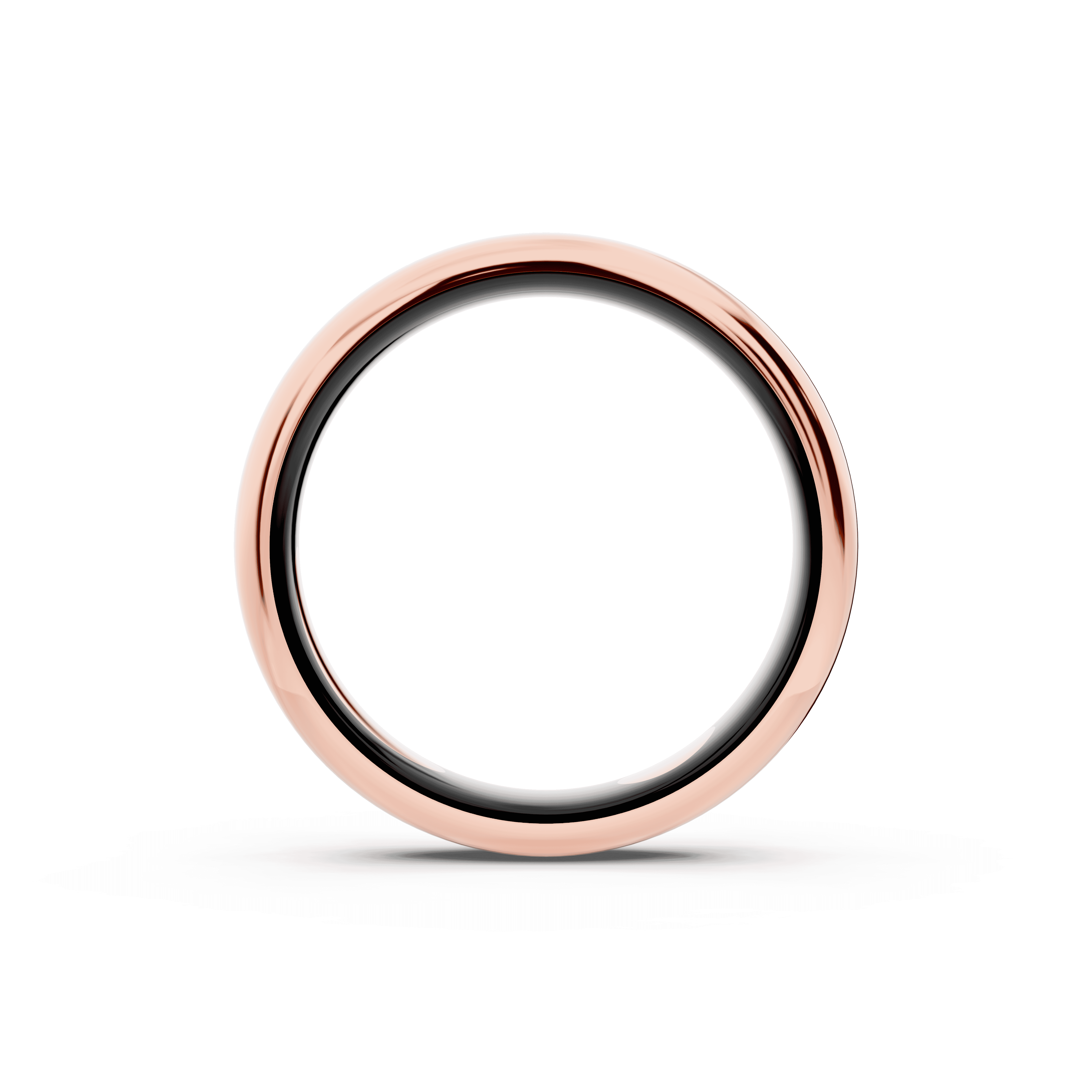 Black Ceramic Interior Comfort-Fit Gold Band (4mm)