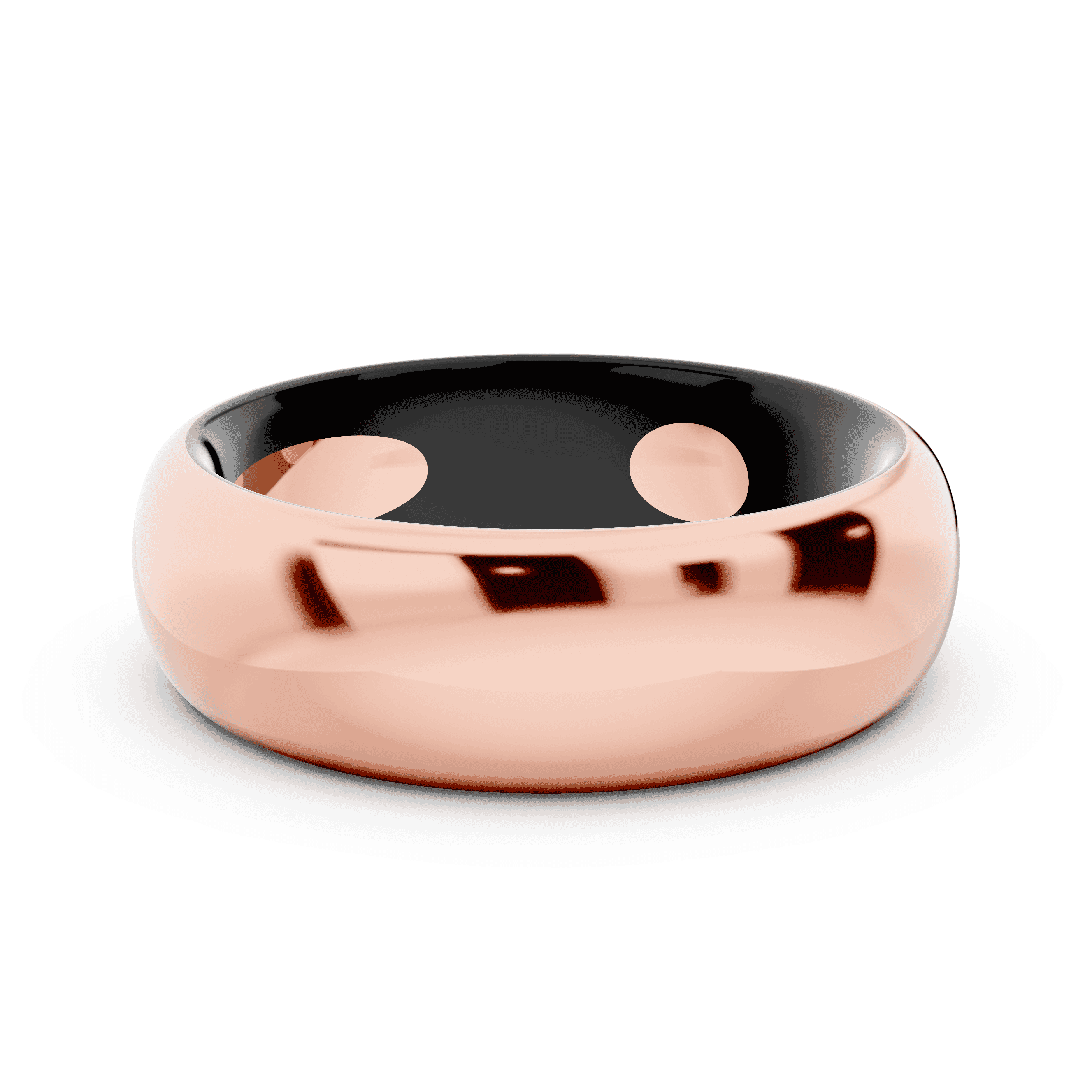 Black Ceramic Interior Comfort-Fit Gold Band (6mm)