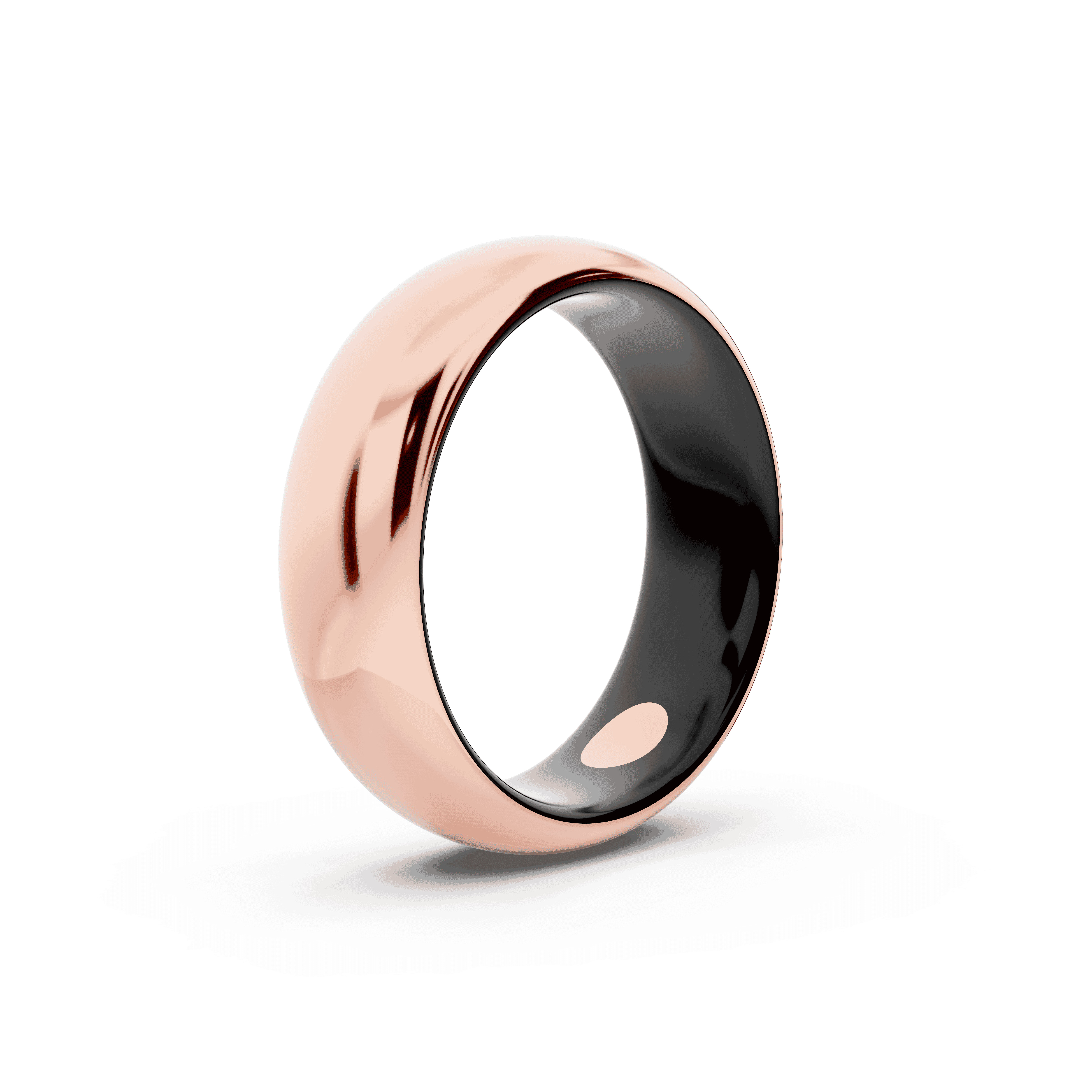 Black Ceramic Interior Comfort-Fit Gold Band (6mm)