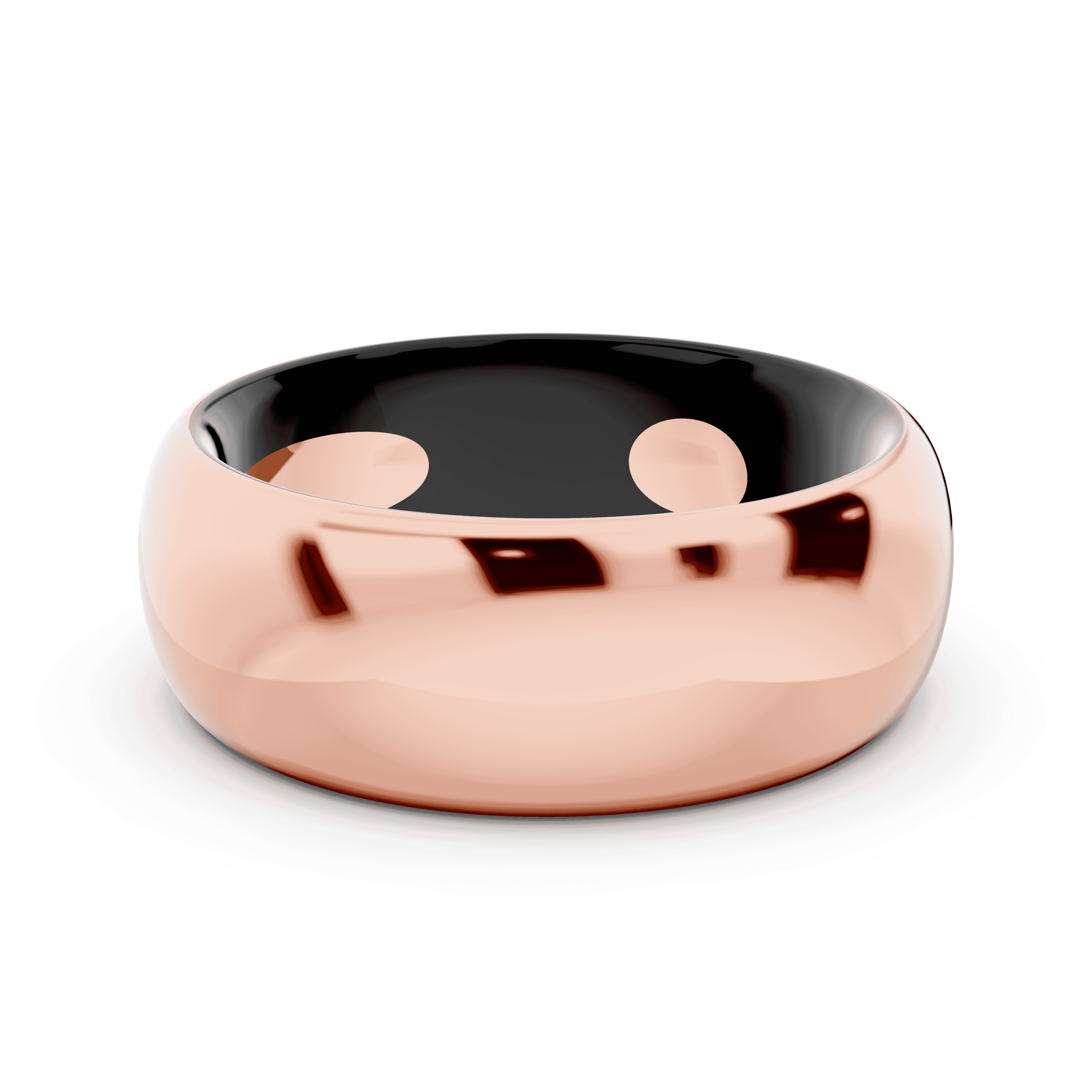 Black Ceramic Interior Comfort-Fit Gold Band (7mm)
