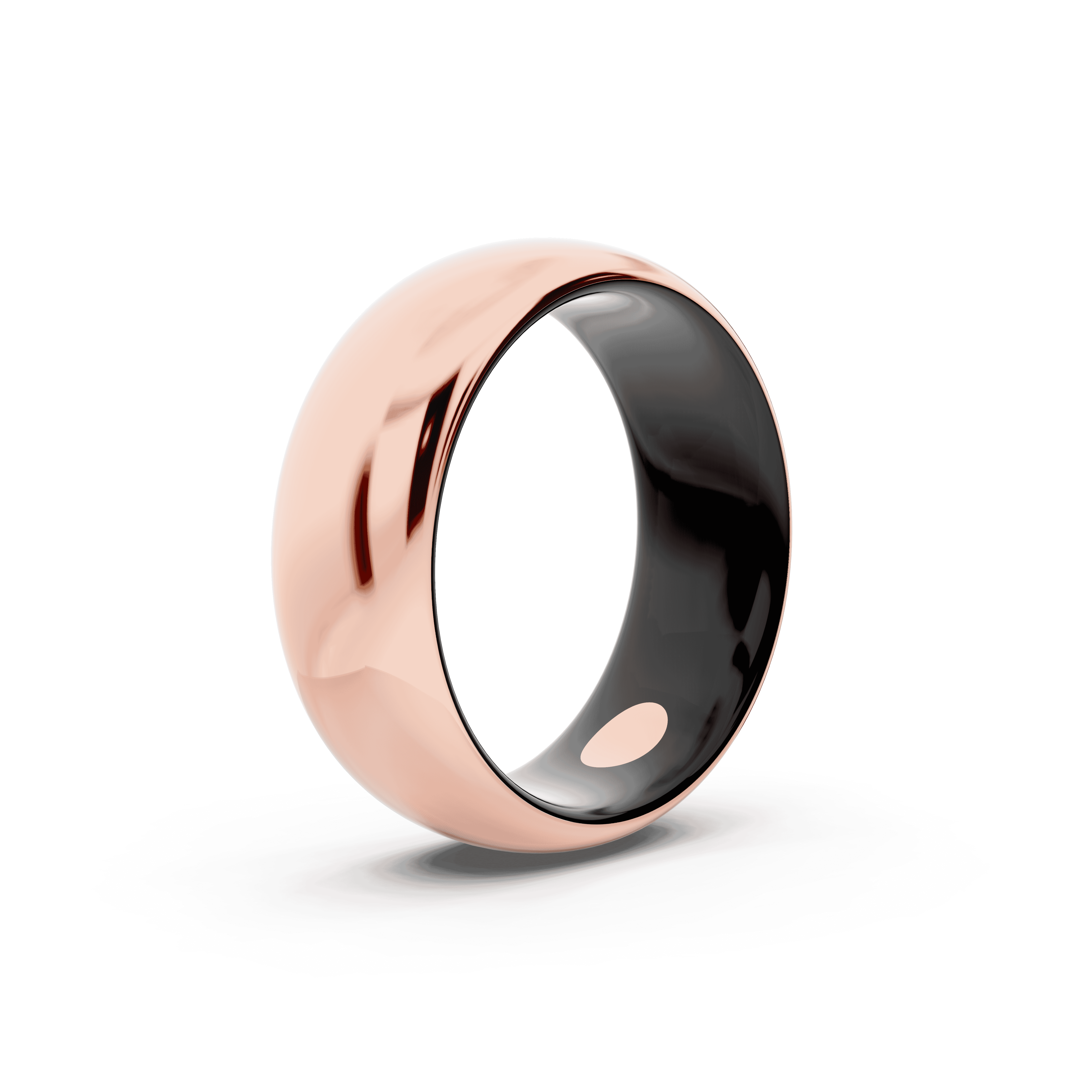 Black Ceramic Interior Comfort-Fit Gold Band (7mm)