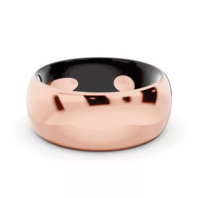 Black Ceramic Interior Comfort-Fit Gold Band (8mm)