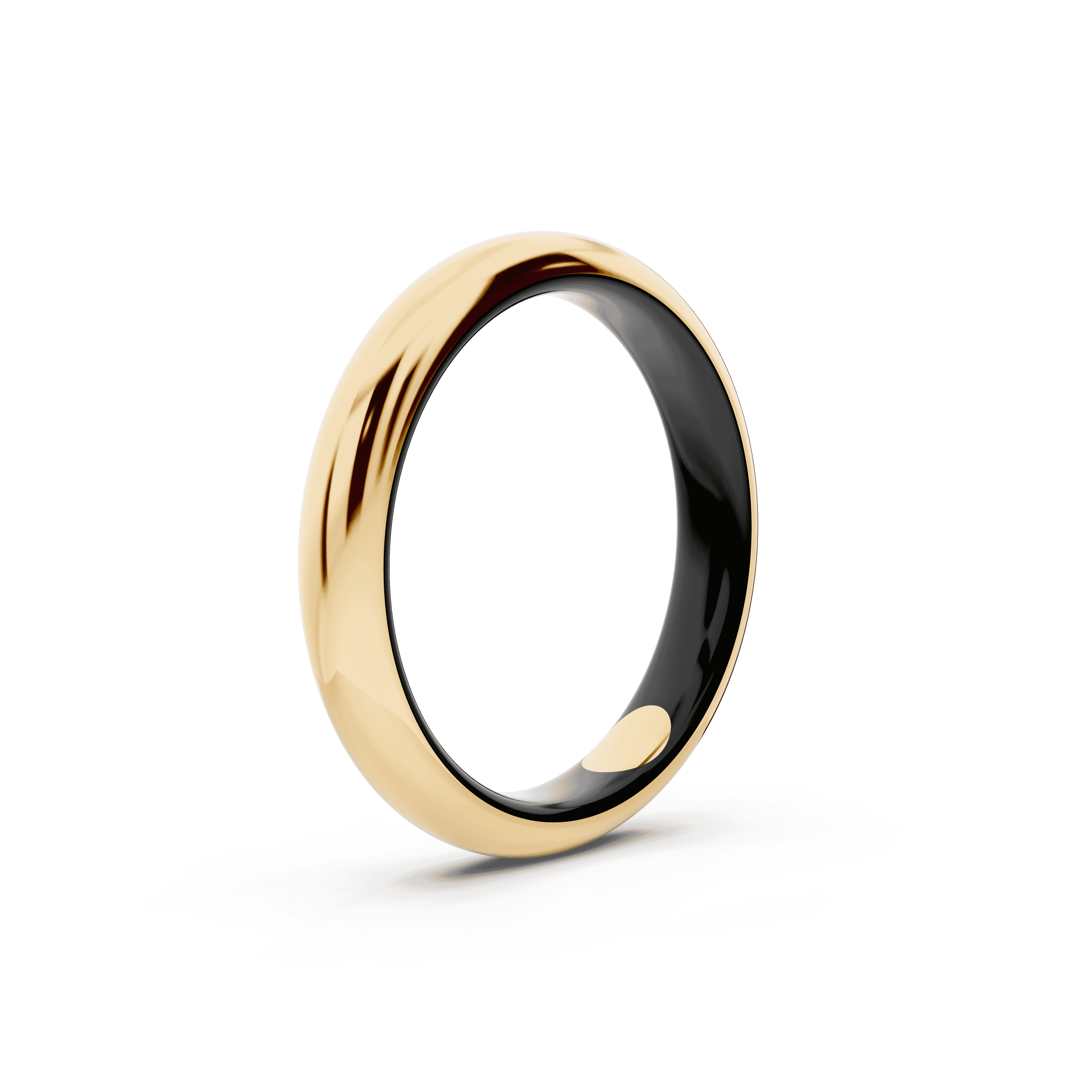Black Ceramic Interior Comfort-Fit Gold Band (3mm)