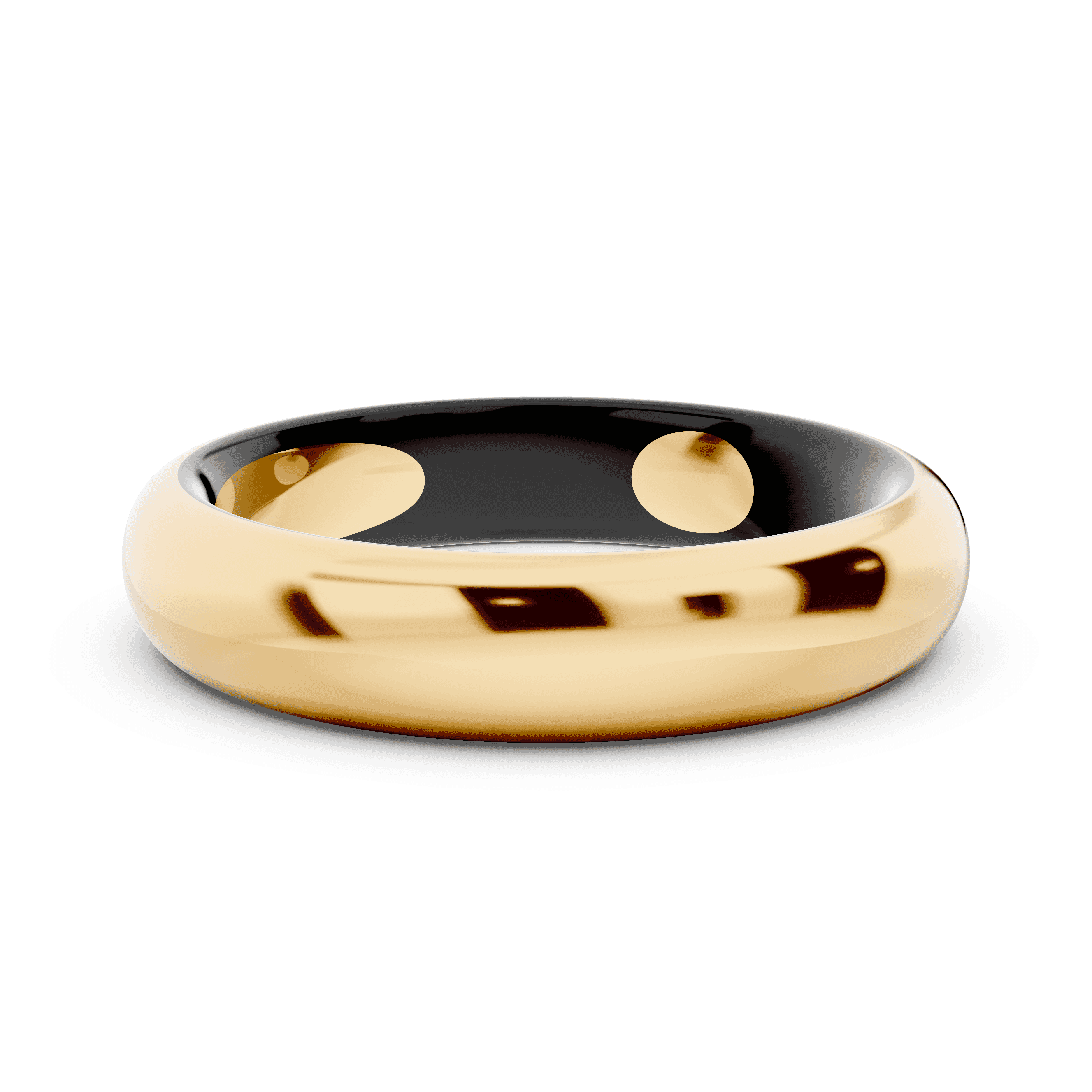 Black Ceramic Interior Comfort-Fit Gold Band (4mm)