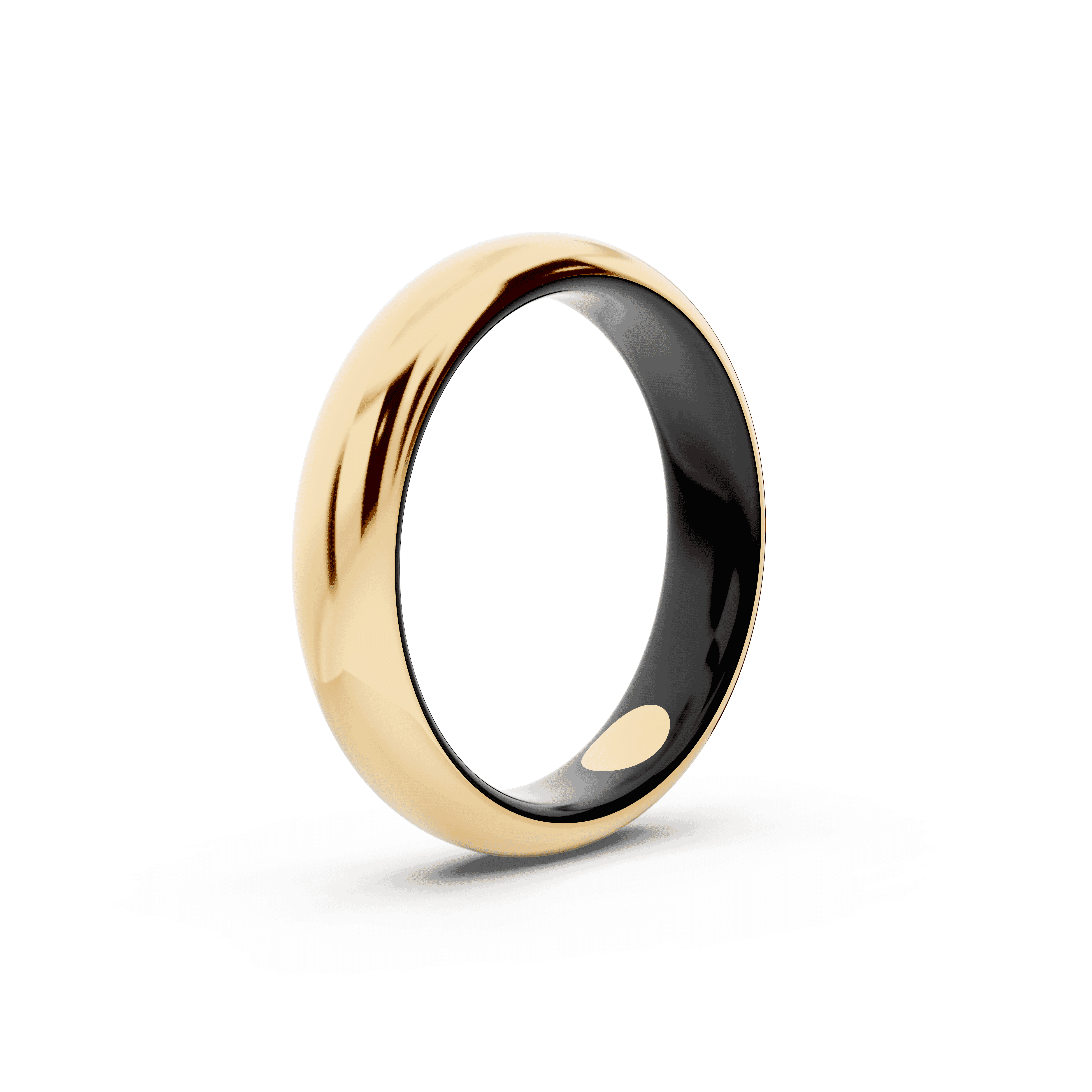 Black Ceramic Interior Comfort-Fit Gold Band (4mm)