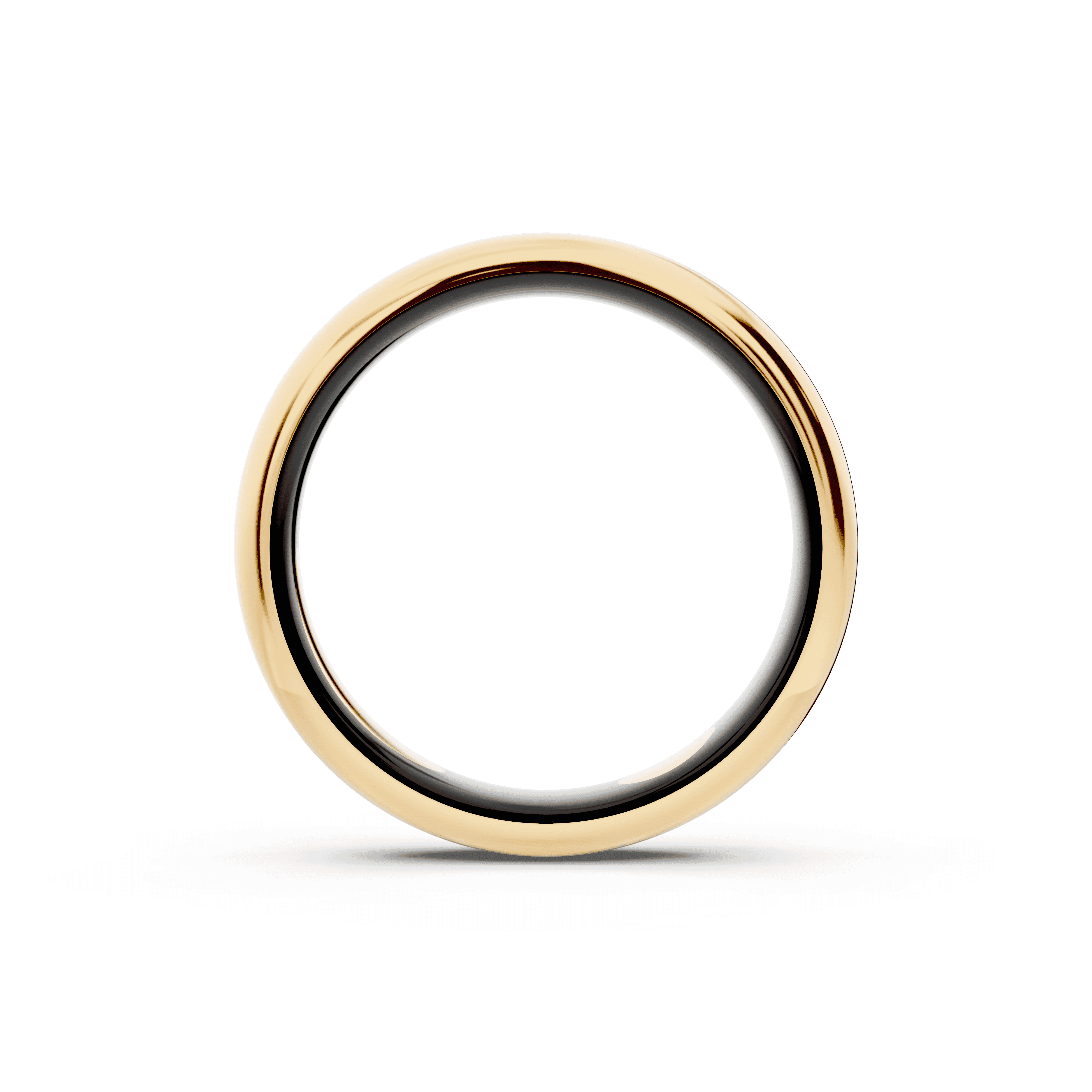 Black Ceramic Interior Comfort-Fit Gold Band (4mm)