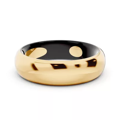 Black Ceramic Interior Comfort-Fit Gold Band (5mm)