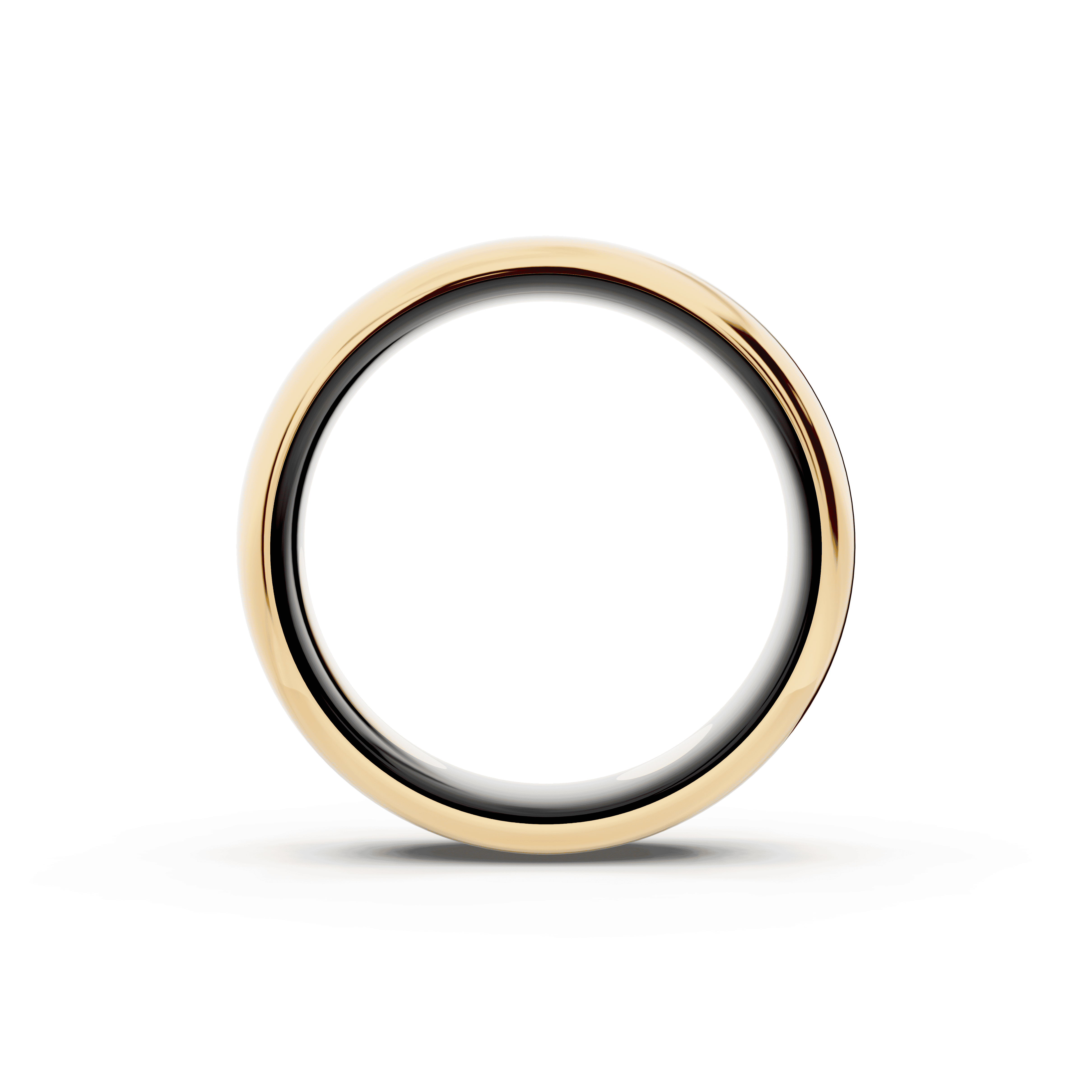 Black Ceramic Interior Comfort-Fit Gold Band (6mm)