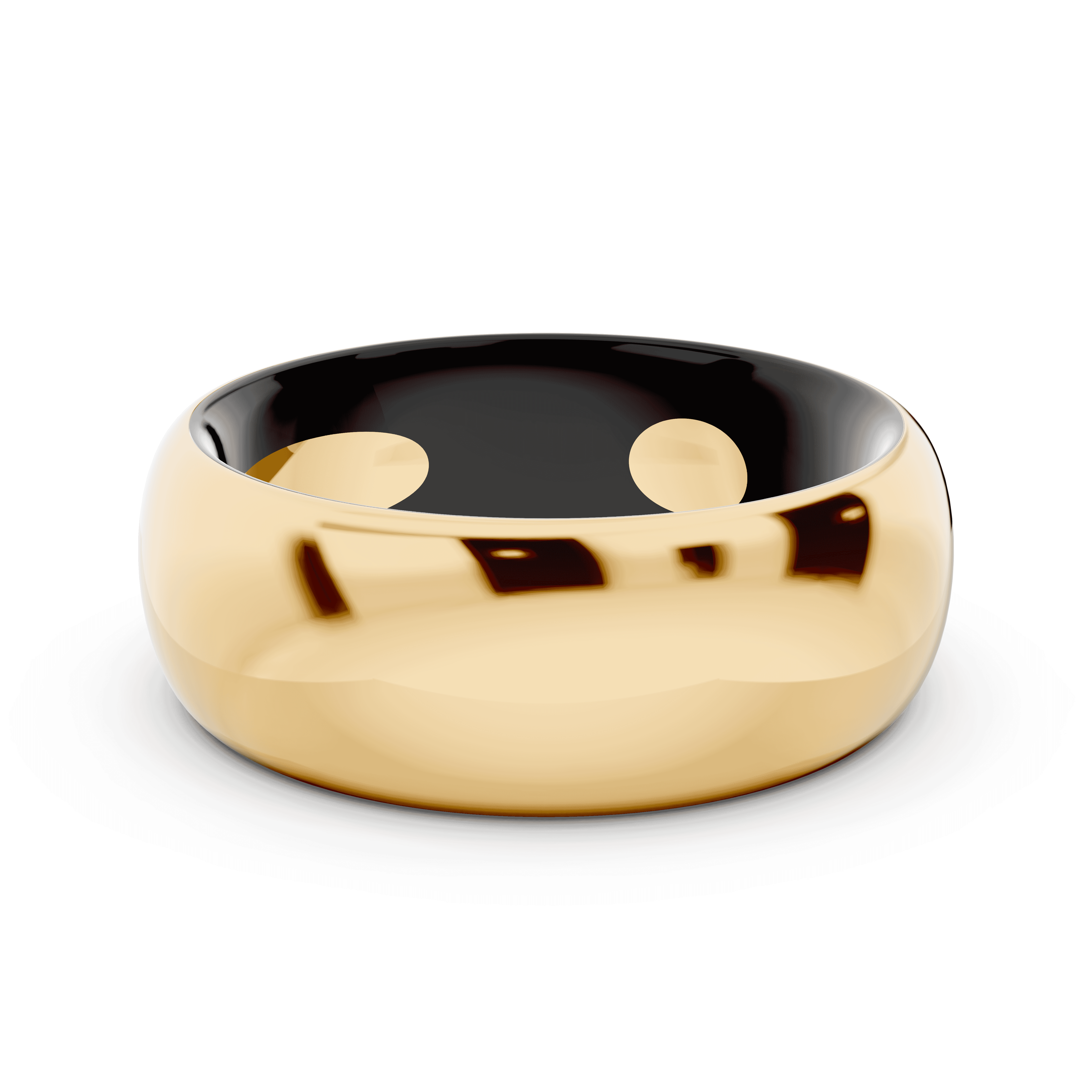 Black Ceramic Interior Comfort-Fit Gold Band (7mm)