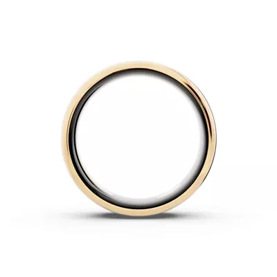 Black Ceramic Interior Comfort-Fit Gold Band (7mm)