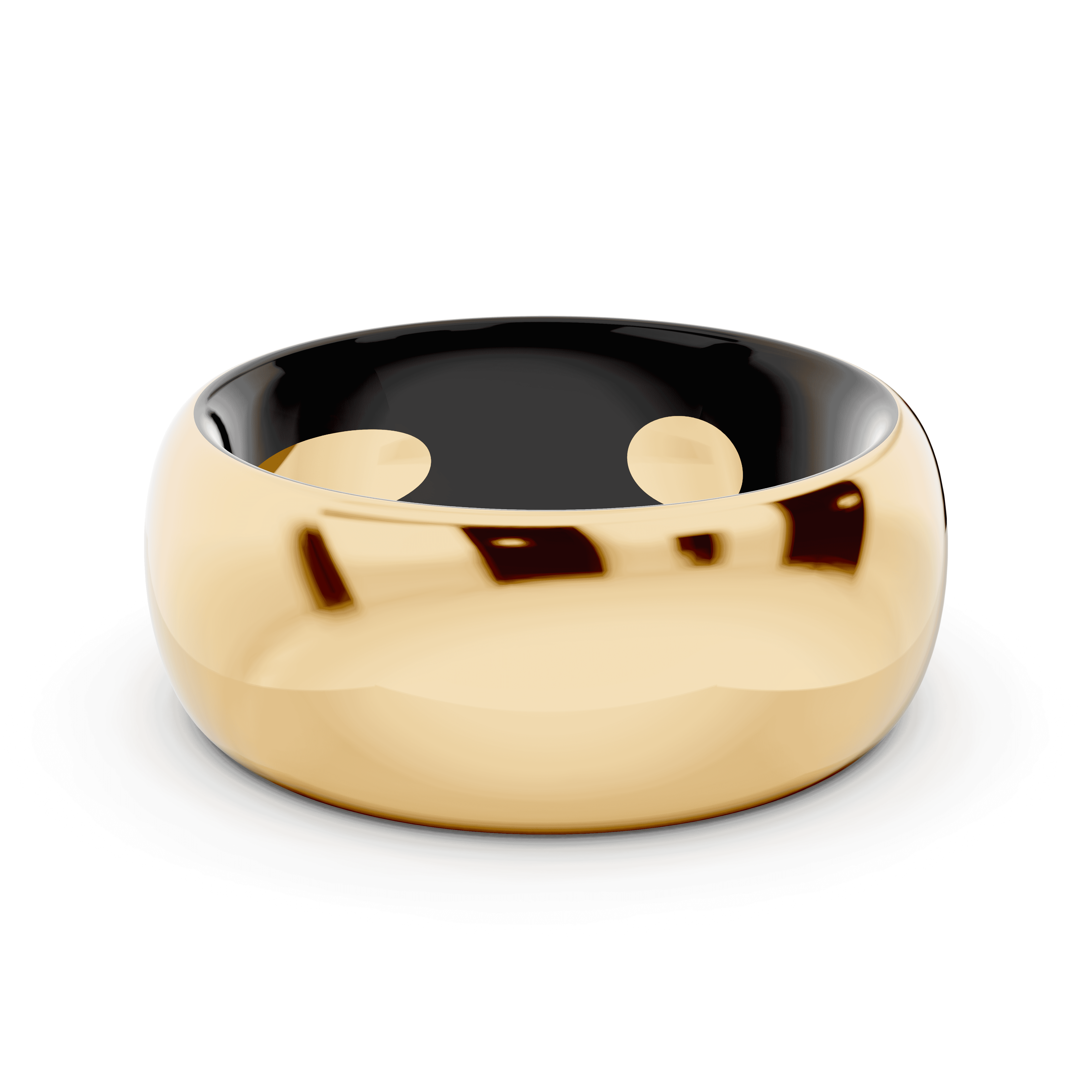 Black Ceramic Interior Comfort-Fit Gold Band (8mm)