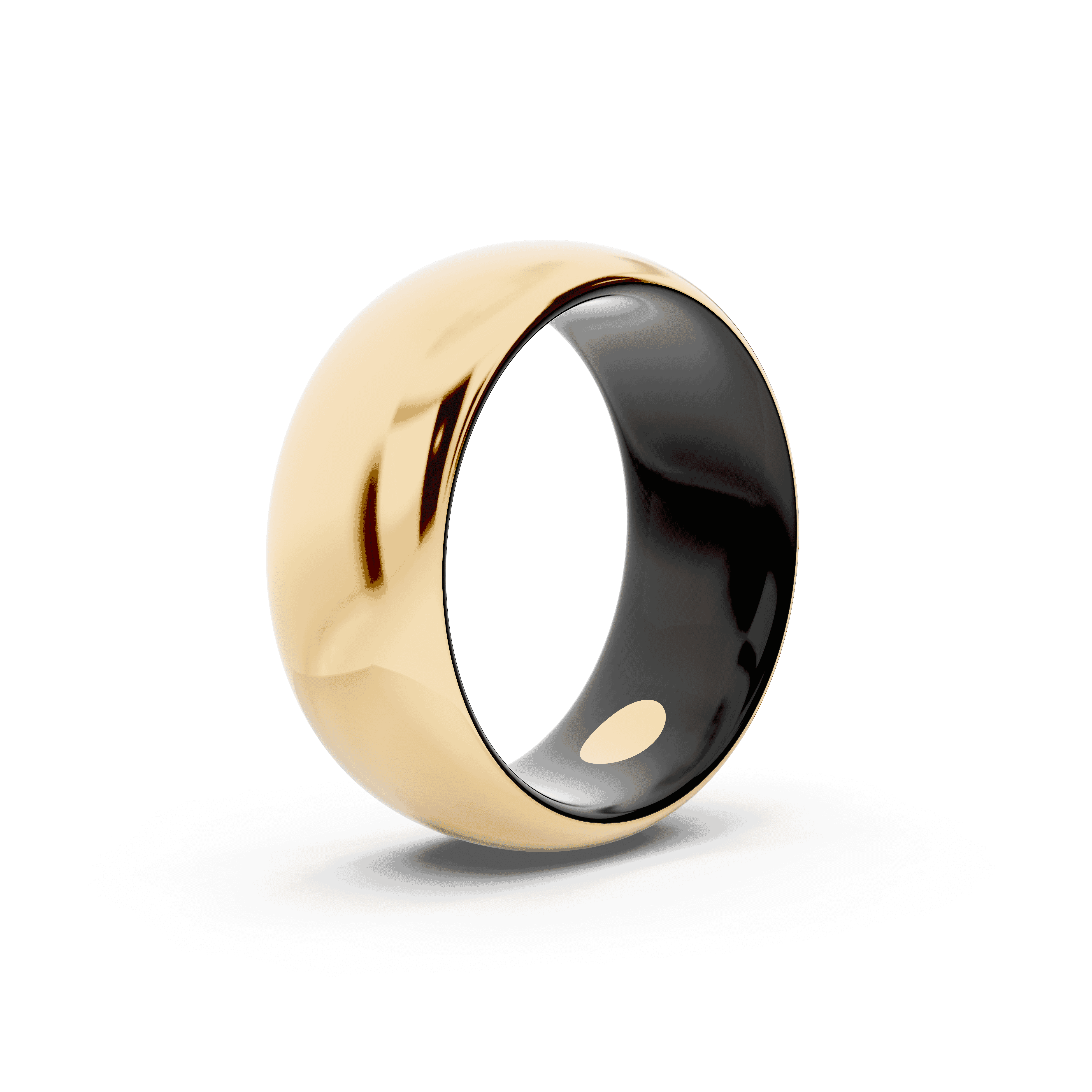 Black Ceramic Interior Comfort-Fit Gold Band (8mm)