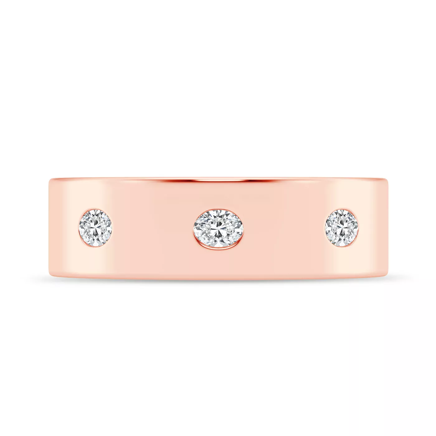 Flush Set Oval Diamond Band (7mm)