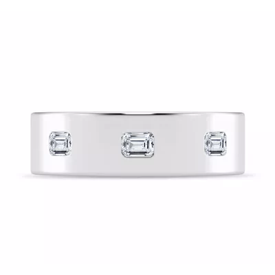 Flush Set Emerald-Cut Diamond Band (7mm)