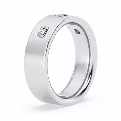 Flush Set Emerald-Cut Diamond Band (7mm)