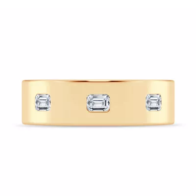 Flush Set Emerald-Cut Diamond Band (7mm)