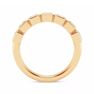 East-West Emerald-Cut Diamond Bezel Band