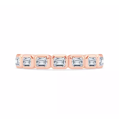 East-West Emerald-Cut Diamond Bezel Band
