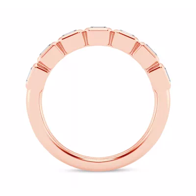 East-West Emerald-Cut Diamond Bezel Band