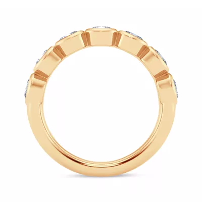 East-West Oval Diamond Bezel Band