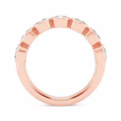 East-West Oval Diamond Bezel Band