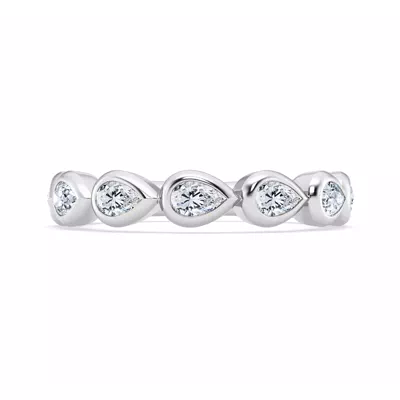East-West Pear-Shaped Diamond Bezel Band