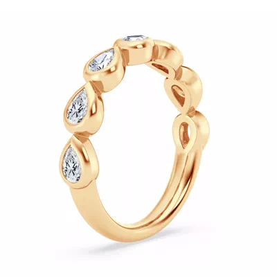 East-West Pear-Shaped Diamond Bezel Band