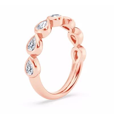 East-West Pear-Shaped Diamond Bezel Band