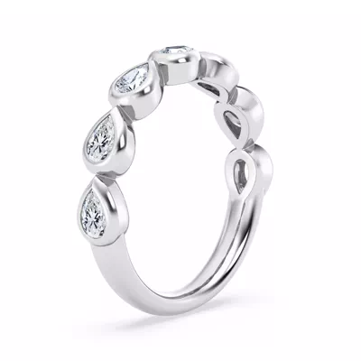 East-West Pear-Shaped Diamond Bezel Band