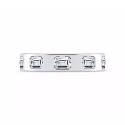 Flush Set Emerald-Cut Diamond Band